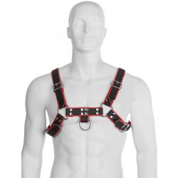 LEATHER BODY CHAIN HARNESS III BLACK / RED - Imagen 1