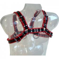 LEATHER BODY CHAIN HARNESS III BLACK / RED - Imagen 2