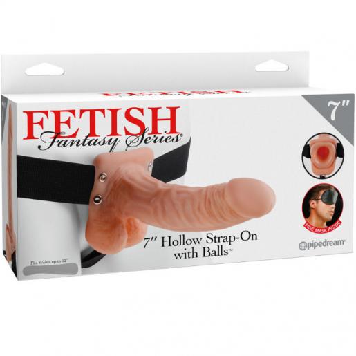 FETISH FANTASY SERIES 7" HOLLOW STRAP-ON WITH BALLS 17.8CM NATURAL - Imagen 2
