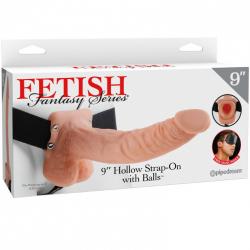 FETISH FANTASY SERIES 9" HOLLOW STRAP-ON WITH BALLS 22.9CM NATURAL - Imagen 4